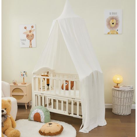 Alavya Home Baldaquin BIO-Mousseline-Coton 250 x 50 cm Blanc (1/5)