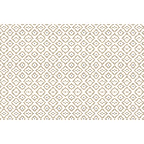 Papier peint panoramique géométrique marron & blanc | Tapisserie panoramique graphique salon | Papier peint panoramique ethnique moderne pour chambre - 267 x 400 cm (4 pièces) (1/2)