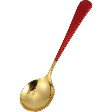 5 Cuillères à soupe en acier inoxydable pour enfants, couverts de cuisine ménagers, cuillères à potage rouges. (1/5)