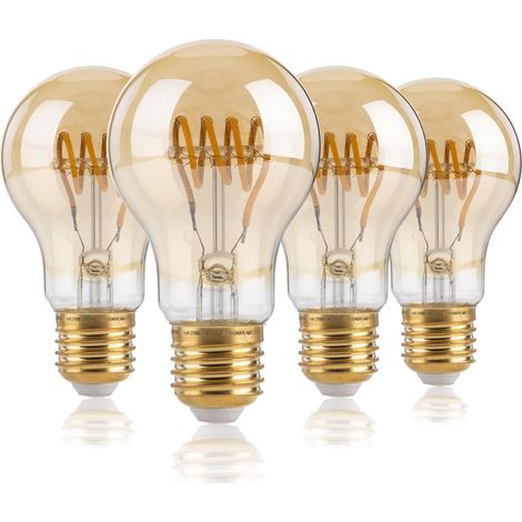 Ampoule décorative Dimmable 4W Ampoule LED à Filament Spirale E27, A60 Lot de 4 (1/4)