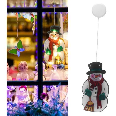 Décoration lumineuse de Noël bonhomme de neige, lampe LED à suspendre à la fenêtre avec ventouse pour créer une ambiance festive (1/5)