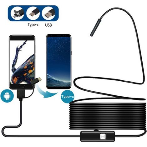 Endoscope de téléphone portable trois-en-un 5.5mm outil d'inspection de voiture de tuyau d'égout domestique endoscope de tuyau industriel (1/5)