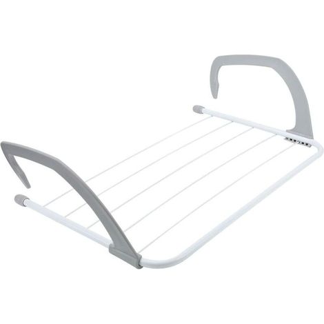 Tendedero portátil, tendedero plegable y retráctil para barandillas de balcón, alféizares de ventanas, toallero plegable, percha en forma de V -Crezuo
