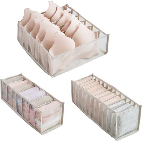 Organisateur de sous-vêtements, lot de 3, pliable, avec séparateur de tiroir. (1/5)