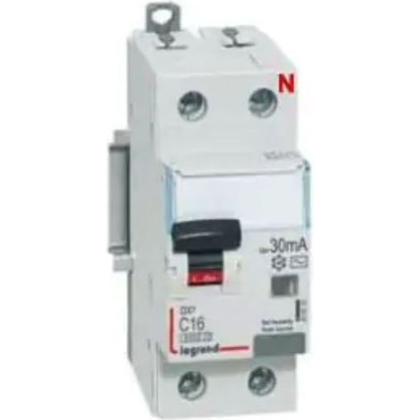 Disjoncteur différentiel DX³4500 Neutre à Droite arrivée haute et départ bas à vis U+N 230V - 25A typeF 30mA - courbe C - 2 modules - LEGRAND