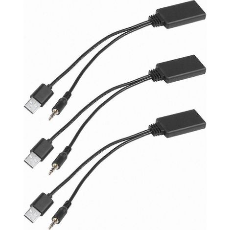 Trois modules Bluetooth sans fil pour voiture, adaptateur musical, récepteur auxiliaire, audio Aux, prise USB 3,5 mm, compatible avec E9. (1/5)