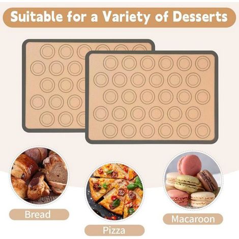Tapis De Cuisson En Silicone - Pour Macarons - Réutilisable Lavable Antiadhésif - 2 Pièces (1/5)