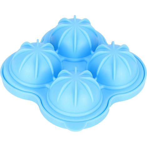 Moule à Glaçons Silicone 4 Boules - Bac à Glaçons Rond pour Cocktails et Boissons - Accessoire de Cuisine Bleu Ciel