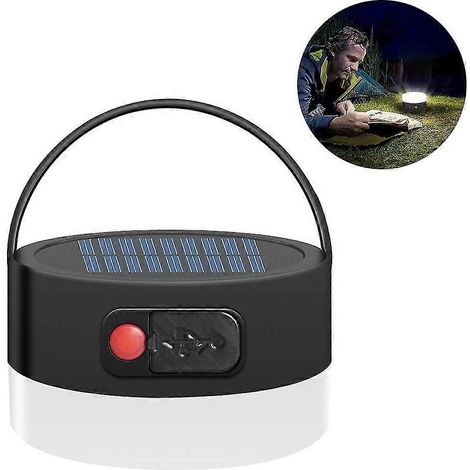 Lampes de camping, lampe torche solaire rechargeable multifonctionnelle portable LED étanche, lanterne ronde pour tente, idéale pour la randonnée, la pêche et les voyages en plein air. (1/4)