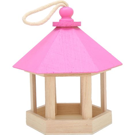 Vogelhaus aus Holz, hängend, sechseckig, hausförmig, Vogelfutterhaus, Gartendekoration (1/5)