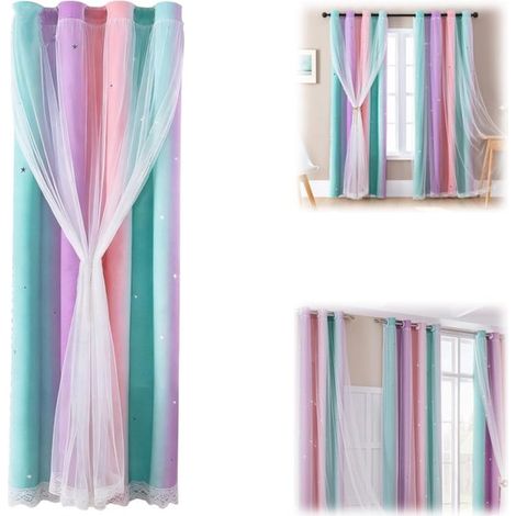 Rideau occultant dégradé 130 x 180 cm - rideau double couche pour chambre et salon (1/5)