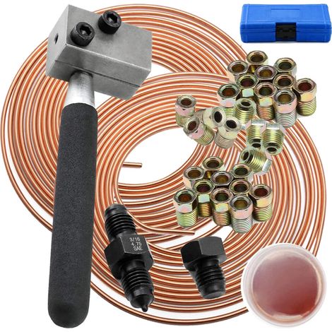 1 Kit réparation conduite frein, outil dudgeonnage 3/16 po, tuyau cuivre 7,6 m, raccords écrous, atelier automobile (1/5)
