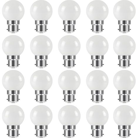 Ampoules à baïonnette B22 - Paquet de 20 ampoule LED feston 2W(équivalent 20W),ampoule à économie d'énergie Golfball,ampoules BC Party Small/mini,blanc chaud (1/5)