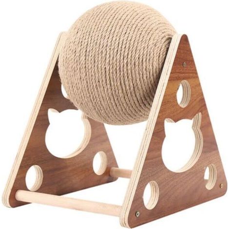 Planche à Gratter pour Chat en Bois, Balle à Gratter pour Chat Griffes de Meulage pour Chat, Cadre d'Escalade pour Chat en Cor (1/5)