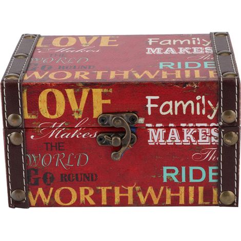 Boîte de rangement en bois de style européen, organisateur de bijoux, présentoir de bureau, accessoire photographique Prop2208A-10-LOVE Famille (1/5)