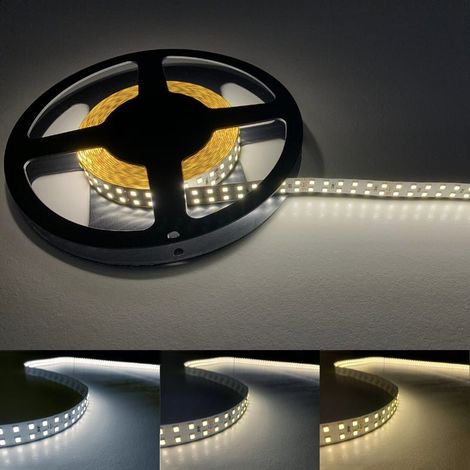 Bandeau LED 24V 5M 2835 IP20 - Blanc Froid  / 240 LED/m / Double Rangée - SILUMEN