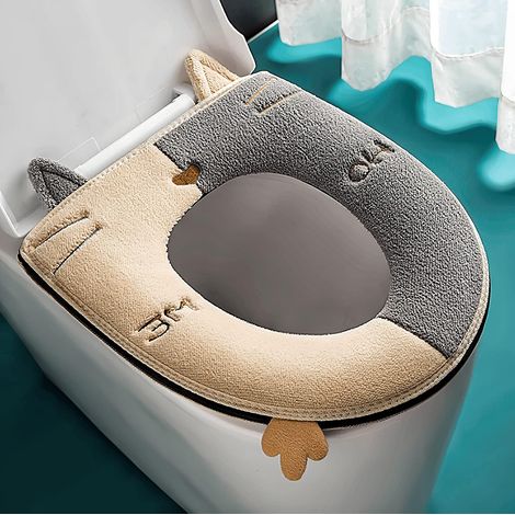 Coussin de siège de toilettes gris - Housse de lunette WC (1/5)