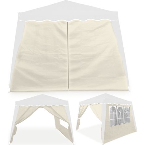 Deuba 2x Parois latérales pour tonnelle pavillon avec fenêtre Matériau hydrofuge - Couleur au choix Beige (1/4)