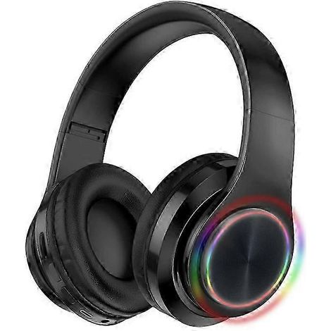Casque sans fil supra-auriculaire 25-26 pouces, Bluetooth 5.1, 8 heures d'autonomie, son stéréo Hi-Fi, microphone avec LED, câble audio 3,5 mm, carte SD. (1/4)