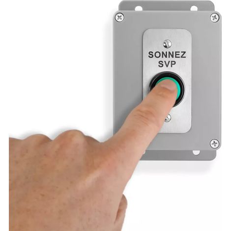 Bouton sans fil haute-résistance supplémentaire - 800m / GRIS "Sonnez SVP" (Gamme PROTECT 800) (1/3)