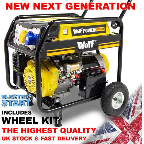 Petrol Generator Wolf Electric Start WPB9510ES 17HP 7500W Max 1x230V 32A 1x110v 32A Sockets (1/5)