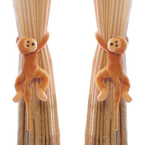 1 Paire de Crochets pour Embrasses de Rideaux Singe Rideau Clips Corde Porte-Accessoires pour Rideaux pour Animaux Rideau de Retenue Décoratif pour Chambre D'enfants Salon Bureau à Domicile Fenêtre (1/5)