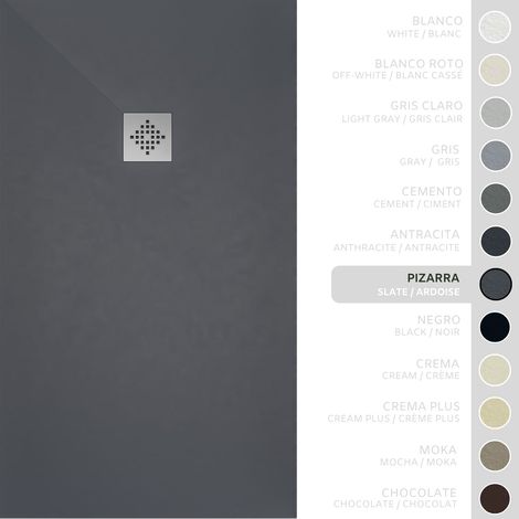 SOULBATH Receveur de Douche -Résine -Gel Coat -Texture Lisse/Pierre -Antidérapant -Couleur Ardoise - 120X70- Extra plat 3cm. Bonde de Vidage incluse - Standard (1/5)