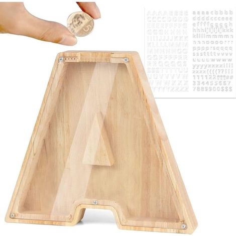 Tirelire alphabet pour enfants, lettre A, boîte incluse (1/5)