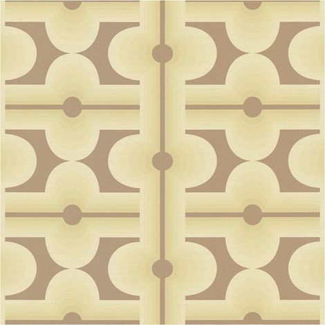 Retro wallpaper wall Profhome 395333 hot embossed non-woven wallpaper slightly textured with geometric shapes matt olive yellow grey pale green 4,5 m2 (1/5)