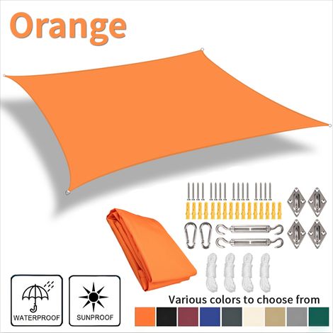 (Orange, accessoires d'installation inclus, 500 x 300 cm) Voile d'ombrage imperméable, résistante aux UV, adaptée aux pergolas de patio et de jardin. (1/5)
