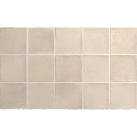 Eiffel Art Construction – Carrelage sol uni effet zellige bejmat beige 10x10 cm – Grès cérame – Finition mate – Pour murs et sols intérieurs – V3 nuances modérées (1/3)