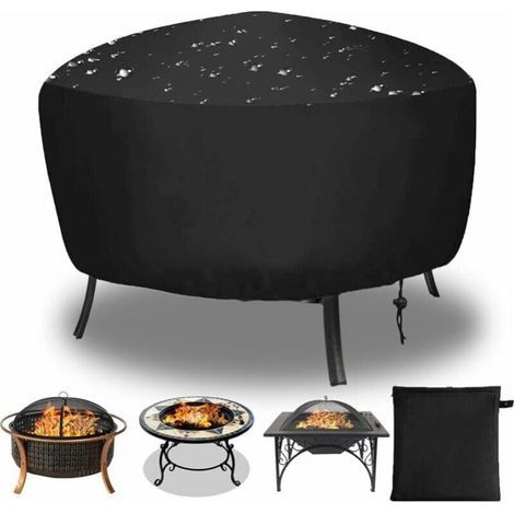 80 x 65 cm Housse de protection pour brasero rond, cordon de serrage pour imperméable, coupe-vent, résistant aux UV, tissu Oxford pour four, table à manger et chaises et jardin