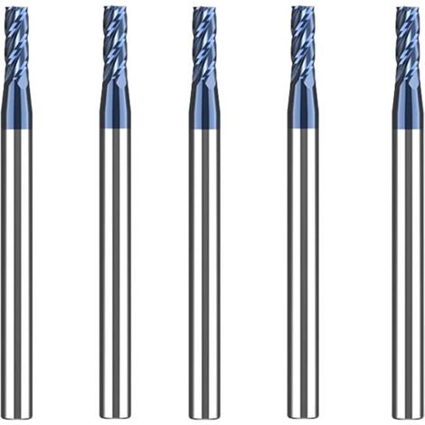 5 Pièces Fraise Carbure 3mm, 4 dents CNC Fraise en bout, AlTiN Noir Revêtement VHM Pour Métal Bois Acrylique Plastique