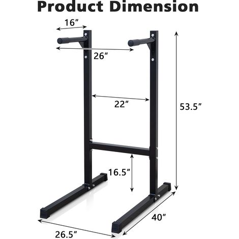 Multifunktionale Dips-Station für Krafttraining, 101 x 67,3 x 135,9 cm, schwarz HAVRYA (1/3)