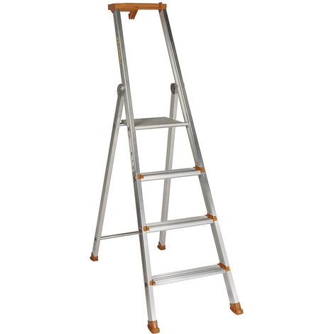 Matisère – Escabeau aluminium professionnel 4 marches – Hauteur d'accès 2,90 m – Plate-forme antidérapante 250x250 mm – Charge max 150 kg