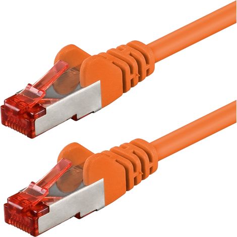 CAT 6 cavo patch, S/FTP (PiMF), arancione, 0,25 m, conduttore di rame (CU), guaina del cavo senza alogeni (LSZH). Lunghezza del Cavo 0.25 m (1/4)