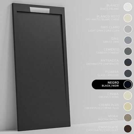 SOULBATH Receveur de Douche - Résine - Gel Coat - Texture Lisse/Pierre - NOIR - Antidérapant- 130x80 Extra plat 3cm- Conception Élégante (1/5)