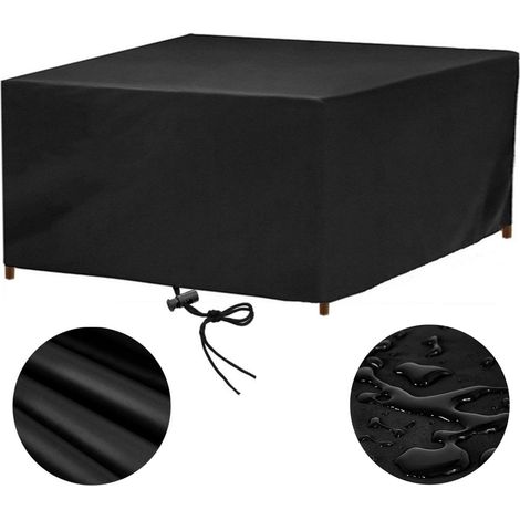 Housse Table de Jardin 140x120 Housse Salon de Jardin Exterieur Impermeable 140x120x75cm Housses pour Mobilier de Jardin Housse de Protection Salon de Jardin Bache Table Exterieur, Noir (1/5)