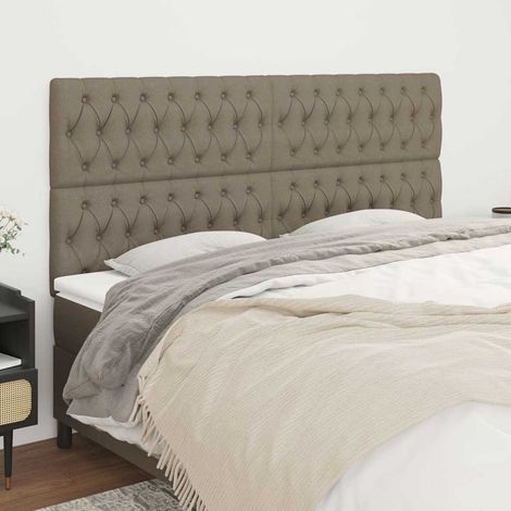 vidaXL Cabecero de cama color topo 200x7x118/128 cm Tela (1/5)