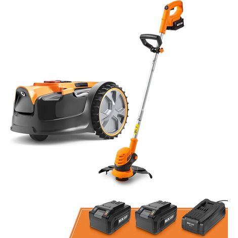 Tondeuse robotisée LawnMaster OcuMow™ avec kit Combo débroussailleuse sans Fil 24V Max 10", pour Petits Jardins jusqu'à 100 m², Navigation Optique, évitement Automatique des Obstacles, Coupe précise. (1/5)