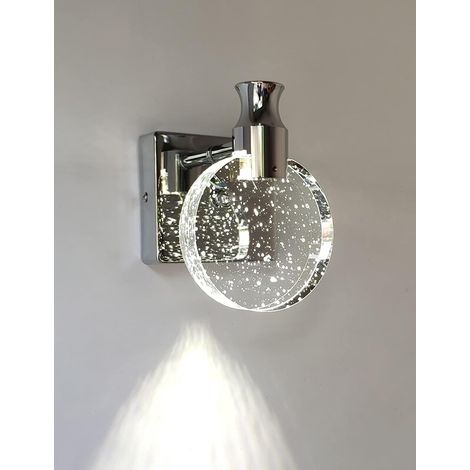 Applique Murale Cristal, Luminaire Mural Interieur de Style Nordique de Luxe, Lampe Murale Ronde Créatif pour Chambre, Chevet, Salon, Salle de Bain, Commode, Couloir (Argent, Petit) (1/5)