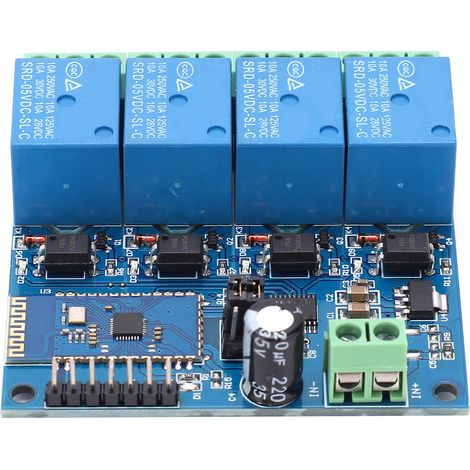 Module relais Bluetooth 4 canaux pour la commande à distance par téléphone mobile Android dans une maison connectée (1/5)