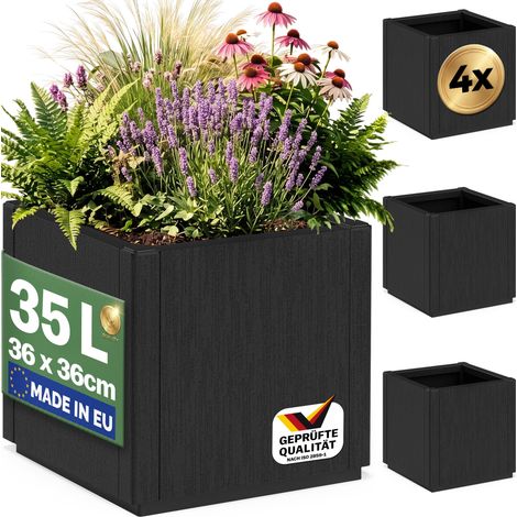 CASARIA® Fioriera Ethica 80x36x36cm 35L o 80L Vaso fioriere per piante resistente alle intemperie base drenante vasi in plastica riciclata resistente ai raggi UV 4x Anthrazit 35 L (de)