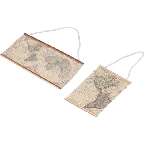 Carte du monde miniature à l'échelle 1:12 (lot de 2), impression nette, sans danger pour les poupées, décoration pour salon. (1/5)