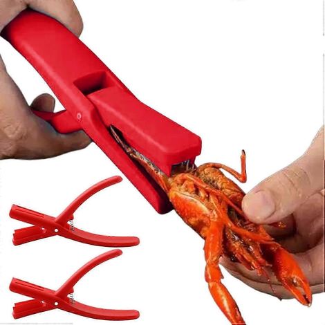 Outil pour décortiquer les écrevisses, éplucheur d'écrevisses, outil pour fruits de mer, décortiqueur d'écrevisses, éplucheur de crevettes, éplucheur d'écrevisses (rouge, 2 pièces) (1/5)