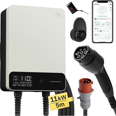 Chargeur de Véhicule Électrique, Puissance Maximale de 11 kW, Contrôle par Application, 11kW 5m Blanc, TYPE2 (1/2)