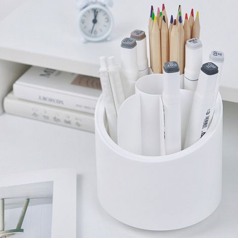 Porte-crayons multifonctionnel rotatif à 360 degrés, boîte de rangement pour articles de papeterie et cosmétiques, organisateur de maquillage anti-poussière, cadeau pour femme et petite amie (1/5)
