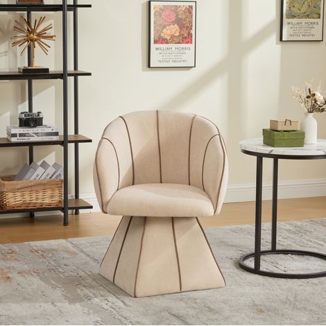 Sillón giratorio de chenilla, ergonómico, respaldo alto, camel DESVIAE (1/5)