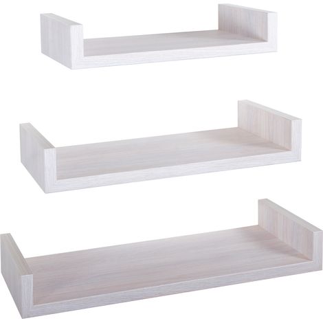 Set 3 Mensole da Parete 60-50-40x23,7x8 cm in Fibra di Legno Calamita Maxi Rovere Imperiale (1/5)