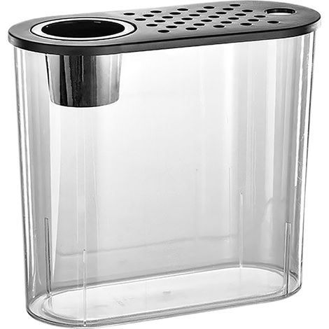 Aquarium ovale en plastique transparent avec couvercle noir, mini bassin décoratif pour bureau, idéal pour poissons rouges ou petite tortue, incluant plantes vertes artificielles (1/5)